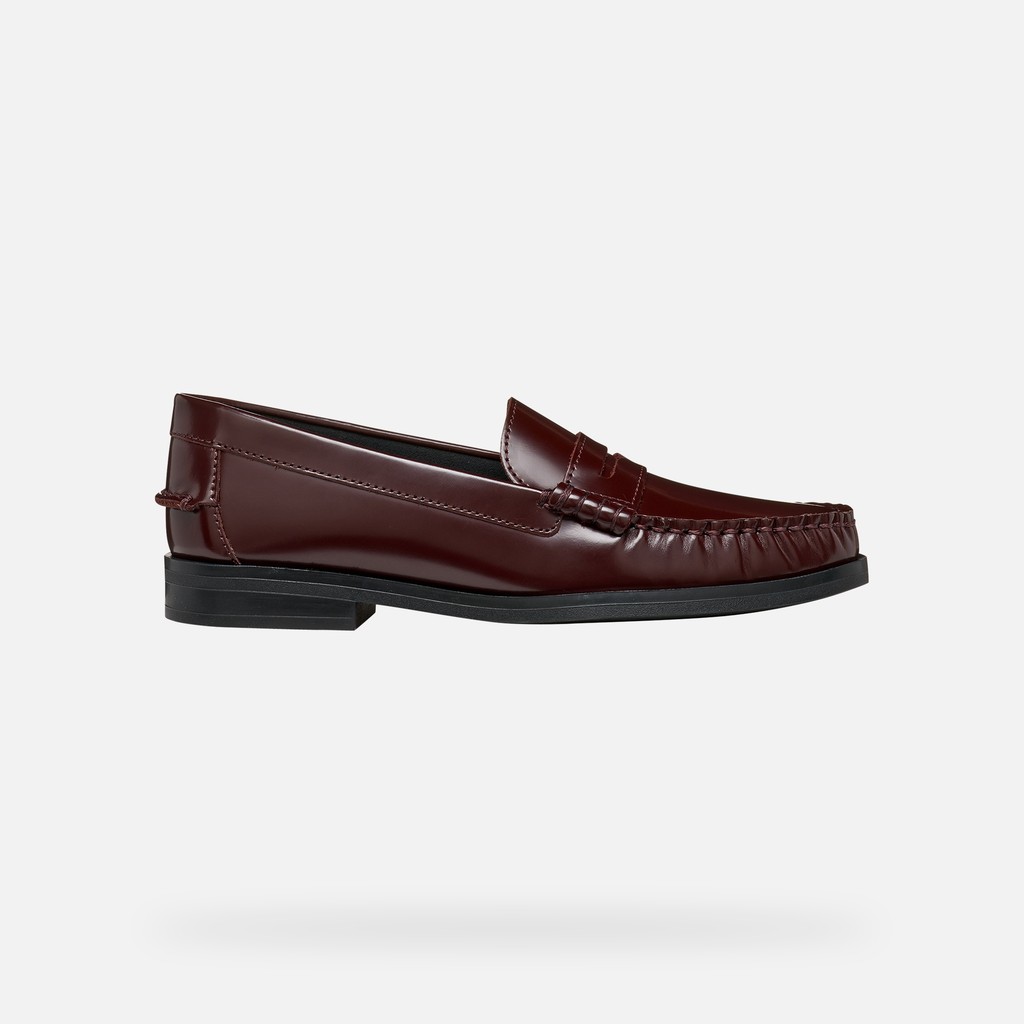 Leather loafers NOEMEN WOMAN Wine - image number 1 | GEOX