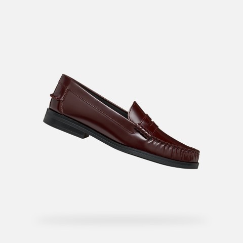 Leather loafers NOEMEN WOMAN Wine - image number 0 | GEOX