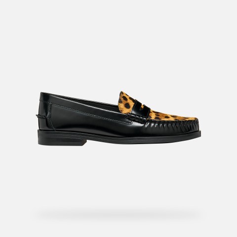 Leather loafers NOEMEN WOMAN Black/Cognac - image number 1 | GEOX