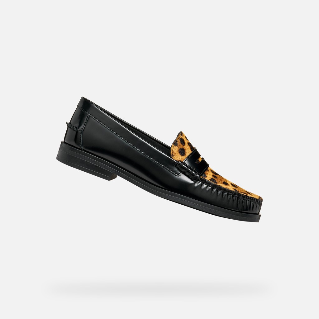 Leather loafers NOEMEN WOMAN Black/Cognac - image number 0 | GEOX