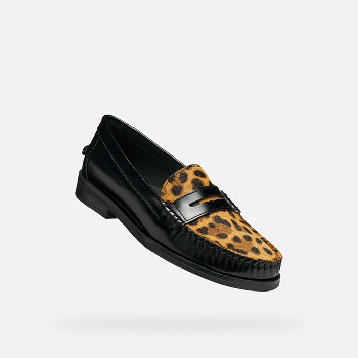 Leather loafers NOEMEN WOMAN Black/Cognac | GEOX