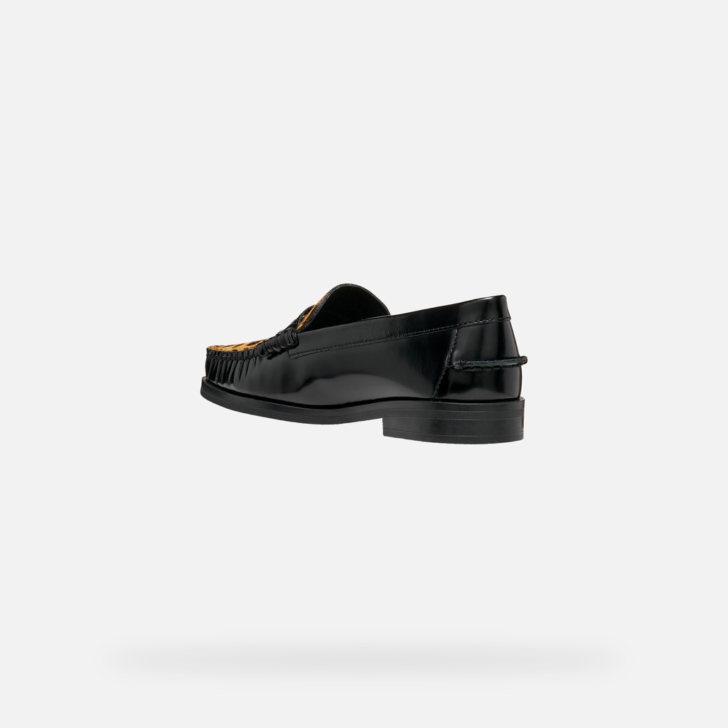 Leather loafers NOEMEN WOMAN Black/Cognac - image number 3 | GEOX