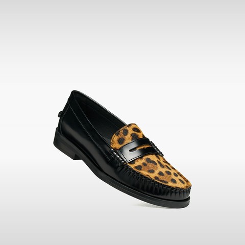 Leather loafers NOEMEN WOMAN Black/Cognac - image number 4 | GEOX