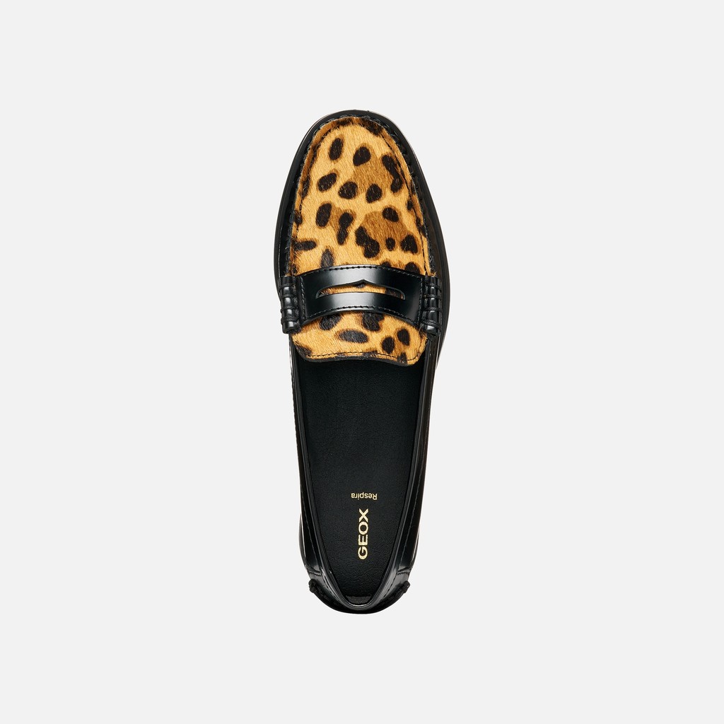 Leather loafers NOEMEN WOMAN Black/Cognac - image number 5 | GEOX