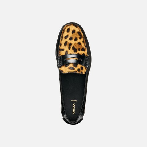 Leather loafers NOEMEN WOMAN Black/Cognac - image number 5 | GEOX