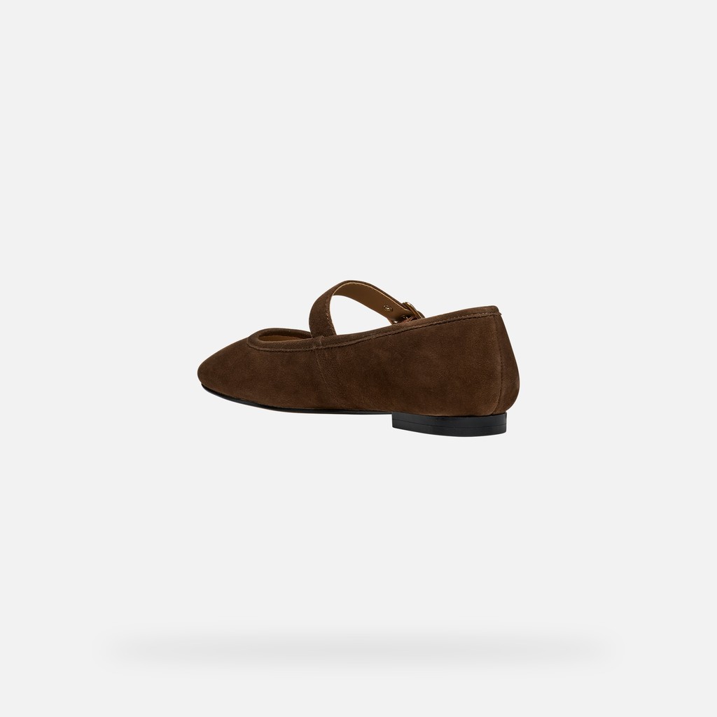 Leather ballet flats with strap AZLEA WOMAN Dark Brown - image number 3 | GEOX