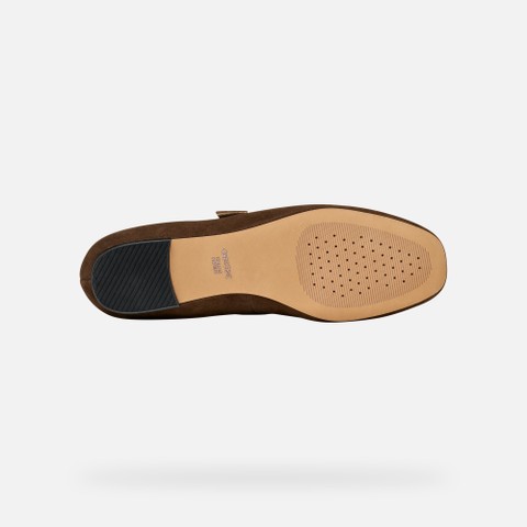 Leather ballet flats with strap AZLEA WOMAN Dark Brown - image number 6 | GEOX