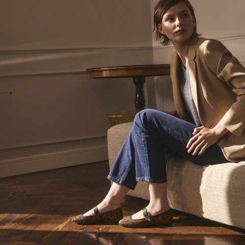 Ballet flats with strap AZLEA WOMAN Cognac - image number 1 | GEOX