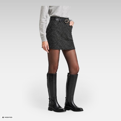 Botas altas de cuero ESMEENA MUJER Negro | GEOX