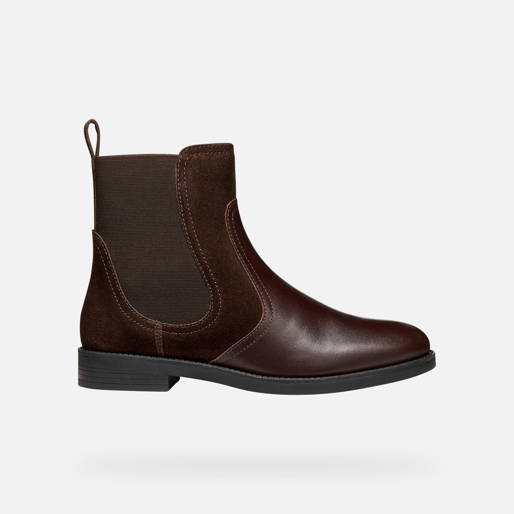 Leather ankle boots ESMEENA WOMAN Dark Brown - image number 2 | GEOX