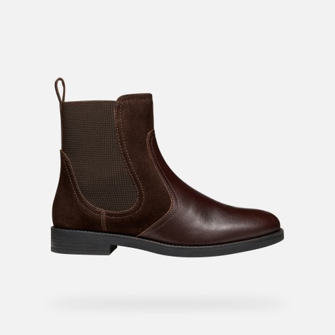 Leather ankle boots ESMEENA WOMAN Dark Brown - image number 2 | GEOX