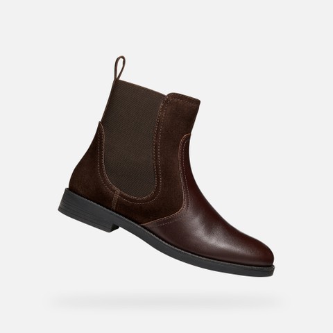 Leather ankle boots ESMEENA WOMAN Dark Brown - image number 0 | GEOX