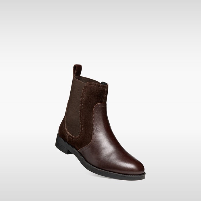 Leather ankle boots ESMEENA WOMAN Dark Brown | GEOX