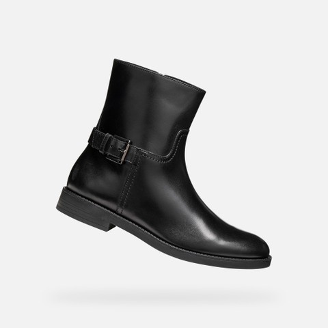 Leather ankle boots ESMEENA WOMAN Black | GEOX