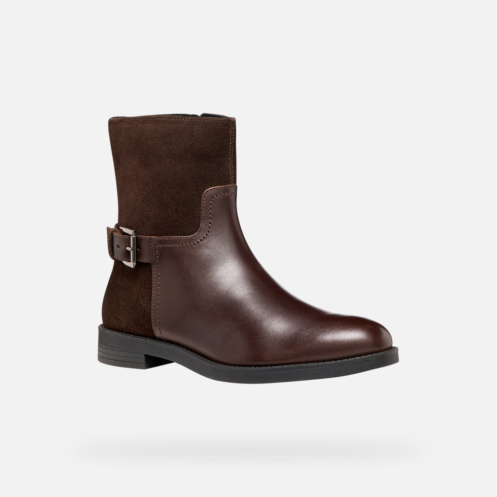 Leather ankle boots ESMEENA WOMAN Dark Brown - image number 3 | GEOX