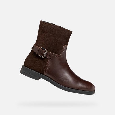Leather ankle boots ESMEENA WOMAN Dark Brown | GEOX