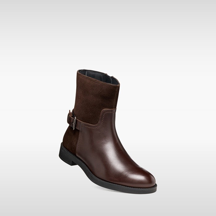 Leather ankle boots ESMEENA WOMAN Dark Brown | GEOX