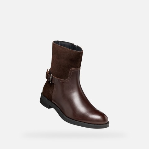Leather ankle boots ESMEENA WOMAN Dark Brown - image number 5 | GEOX