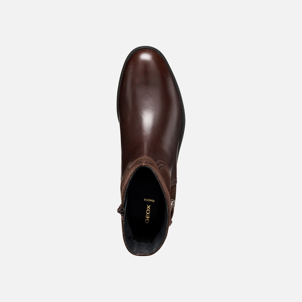 Leather ankle boots ESMEENA WOMAN Dark Brown - image number 6 | GEOX