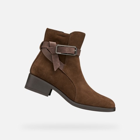 Leather ankle boots CAMEXIA   WOMAN Dark brown/Mahogany - image number 0 | GEOX