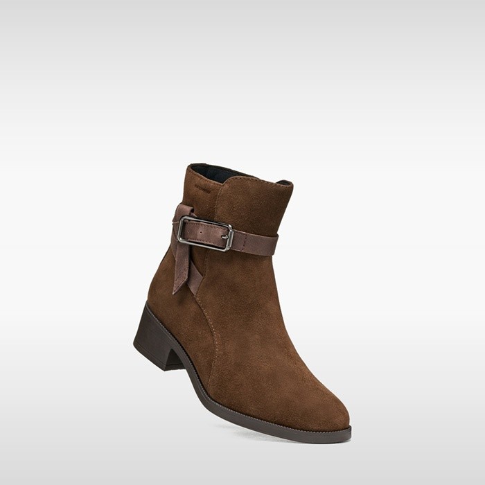 Leather ankle boots CAMEXIA   WOMAN Dark brown/Mahogany | GEOX