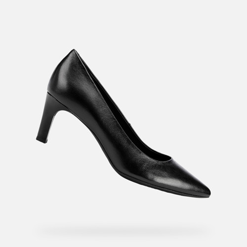 Geox Respira Elina Womens Formal Breathable Black Slick Leather Stiletto Heels 