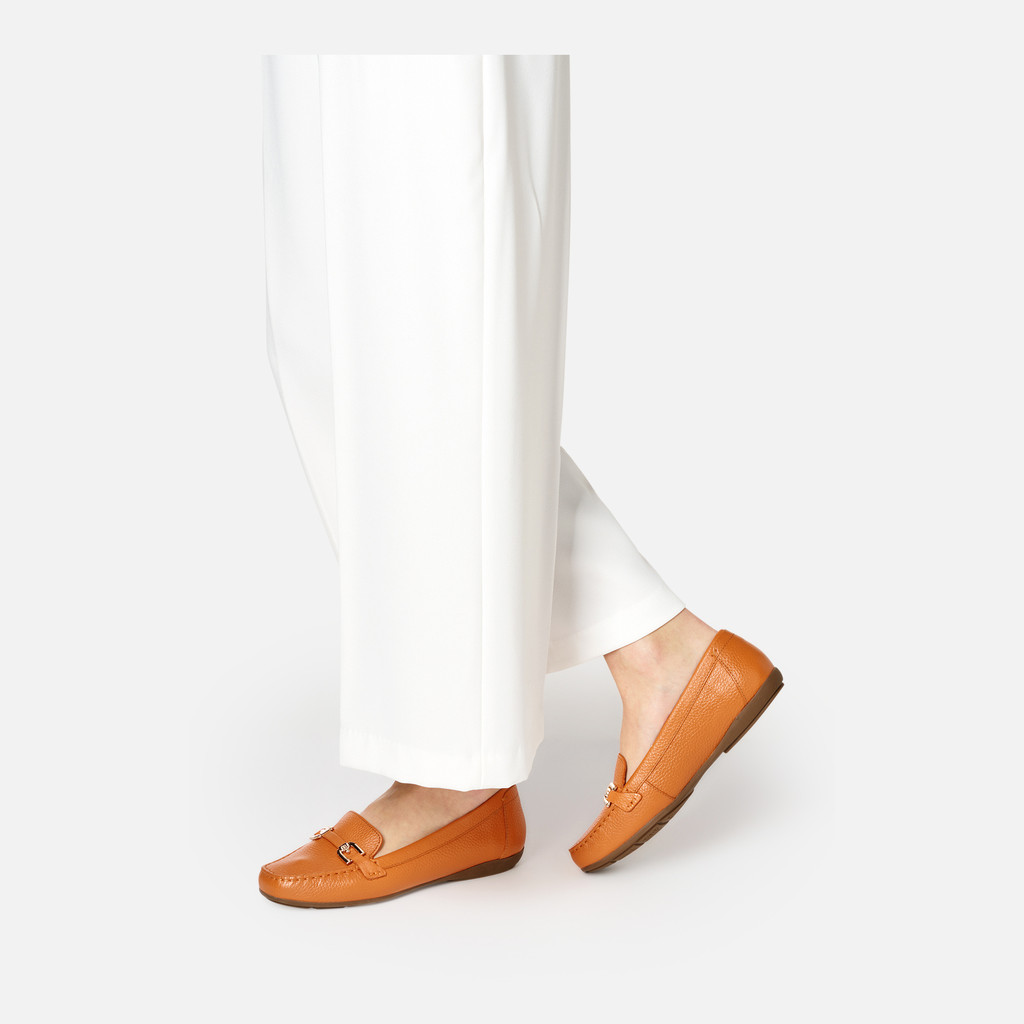 Leather loafers ANNYTAH MOC WOMAN Orange - image number 2 | GEOX