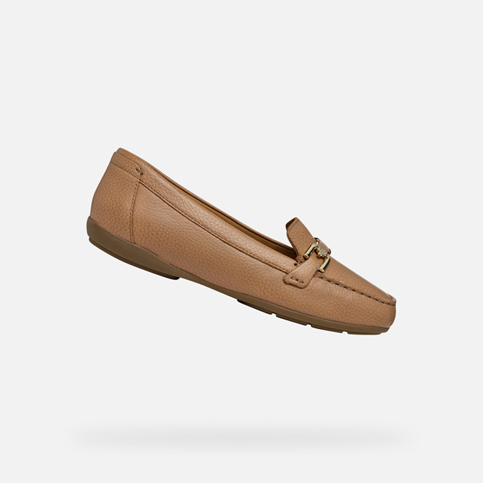 Leather loafers ANNYTAH MOC WOMAN Beige | GEOX