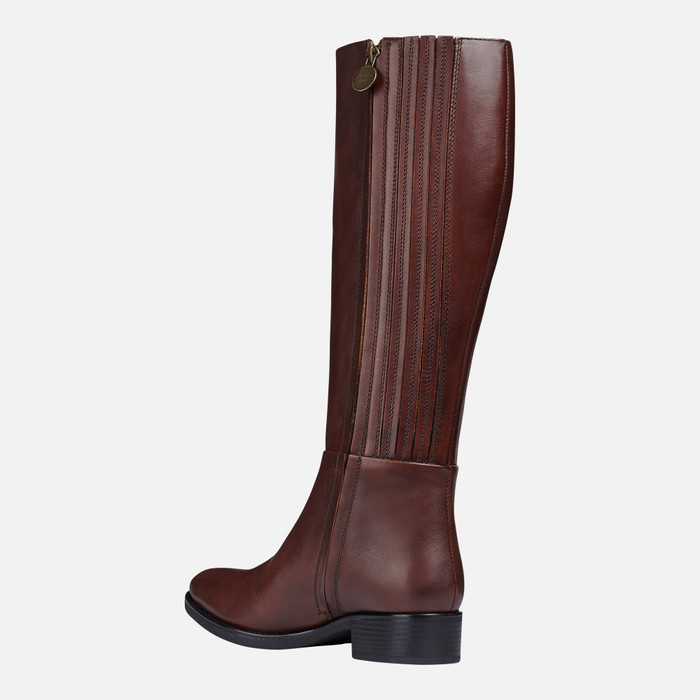 objetivo Elevado productos quimicos Geox® FELICITY: Women's Chestnut High Boots | FW22 Geox®