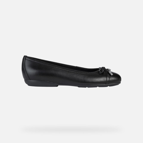 Geox® ANNYTAH: Women's Black Leather Ballerina Shoes | Geox®