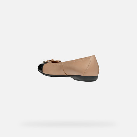 leather ballerina flats ANNYTAH WOMAN Beige/Black - image number 3 | GEOX