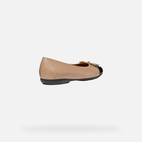 leather ballerina flats ANNYTAH WOMAN Beige/Black - image number 4 | GEOX