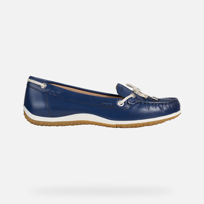 Leather loafers VEGA MOC WOMAN Blue/Terracotta | GEOX