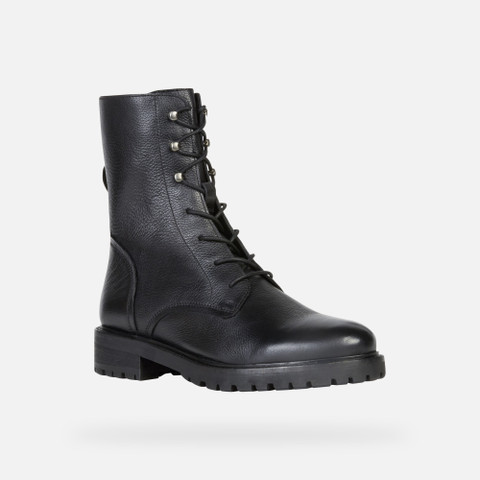 Geox® HOARA: Women's Black Combat Boots | FW22 Geox®