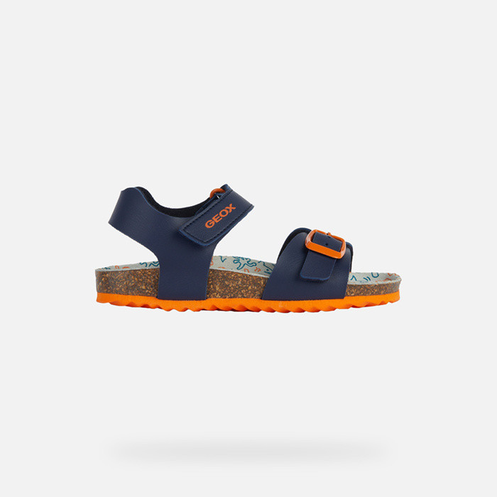 Open sandals GHITA BOY Navy/Dark Orange | GEOX