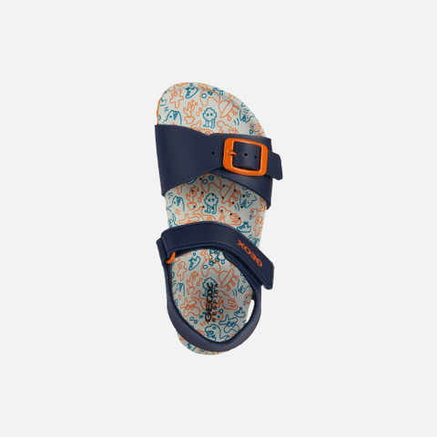 open sandals GHITA BOY Navy/Dark Orange - image number 5 | GEOX