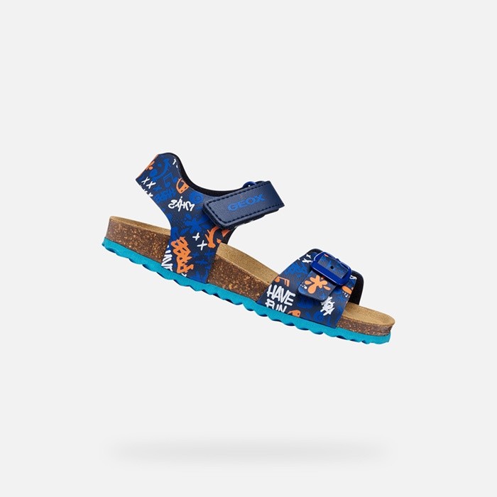 Open sandals GHITA BOY Navy/Light Blue | GEOX