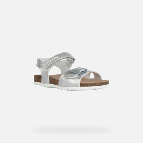 Geox® ADRIEL: Junior Girl's silver Open Sandals | Geox®