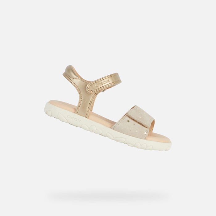 Open sandals SANDAL HAITI GIRL Platinum/Beige | GEOX