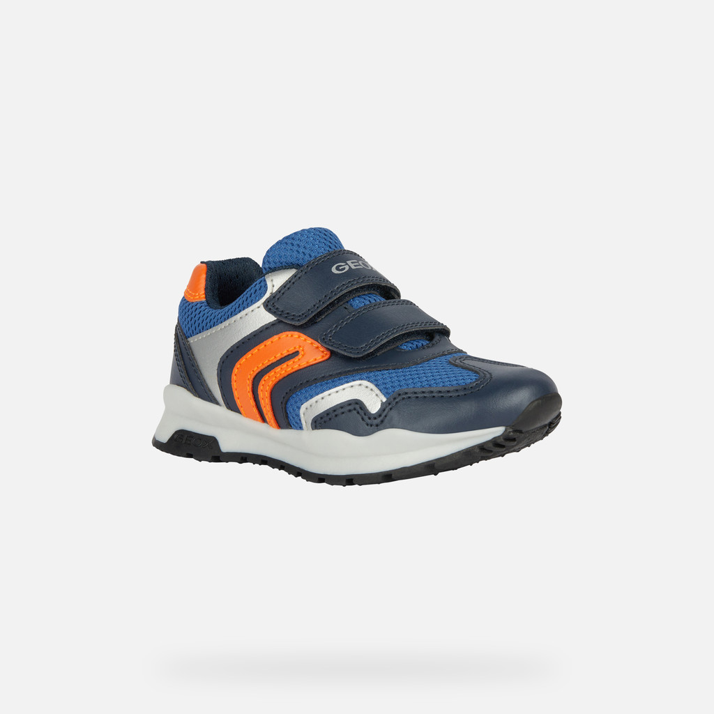 Geox® PAVEL BOY: Navy/Orange Low Top Sneakers | Geox