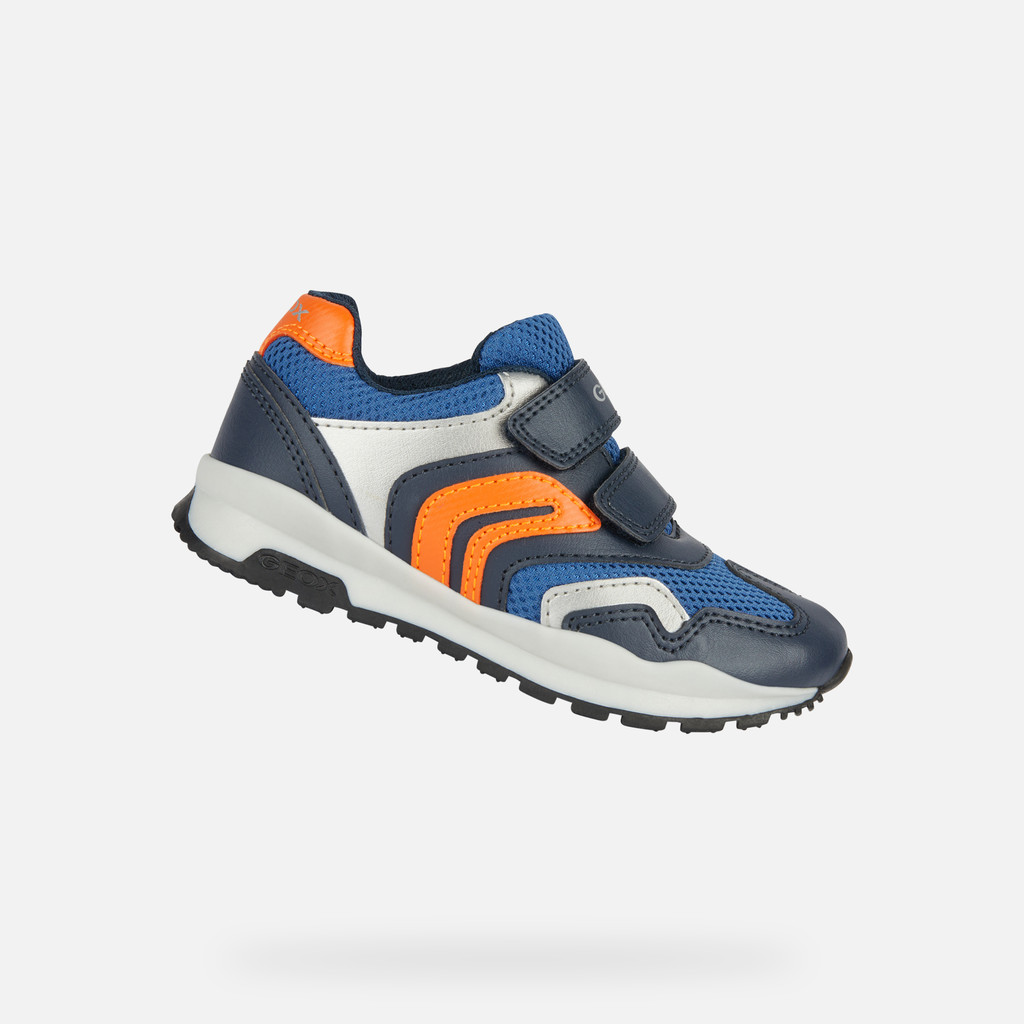 Geox® PAVEL BOY: Navy/Orange Low Top Sneakers | Geox