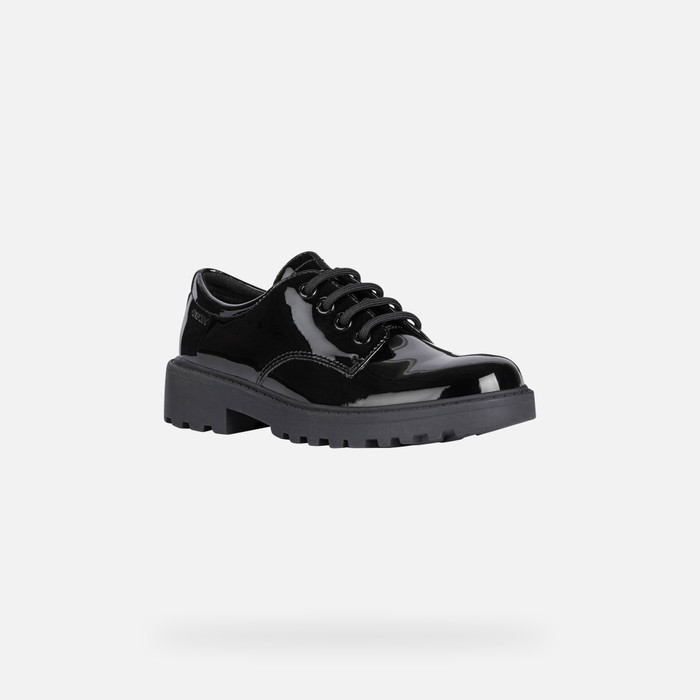 Geox® CASEY: Junior Girl's black Lace-Up Shoes | Geox® UNIFORM