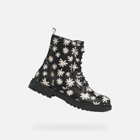 Combat boots ECLAIR GIRL Black/Light ivory | GEOX