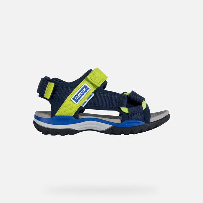 Open sandals BOREALIS   BOY Navy/Lime Green | GEOX