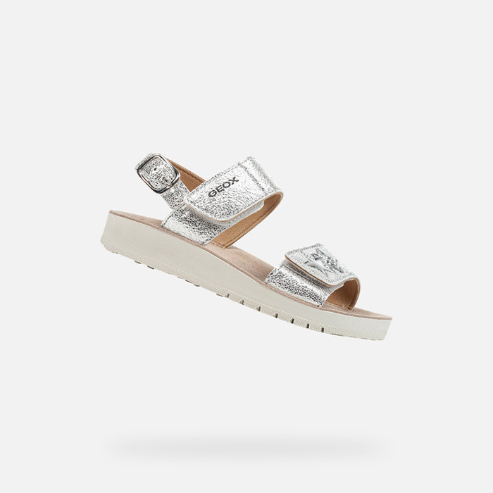 Open sandals SANDAL COSTAREI GIRL Silver | GEOX
