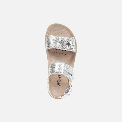Sandals with straps SANDAL COSTAREI GIRL Silver - image number 5 | GEOX