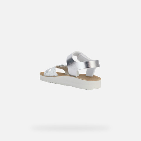 Geox® SANDAL COSTAREI GIRL: Silver/White open sandals | Geox