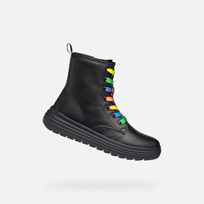 Stiefeletten zum schnüren PHAOLAE MÄDCHEN Schwarz/Mehrfarbig | GEOX