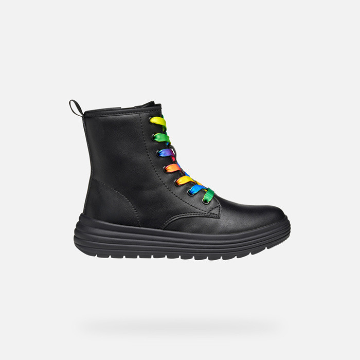 Ankle boots with laces PHAOLAE GIRL Black/Multicolor | GEOX