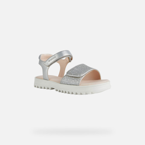 Sandals with straps SANDAL CORALIE GIRL Silver - image number 2 | GEOX